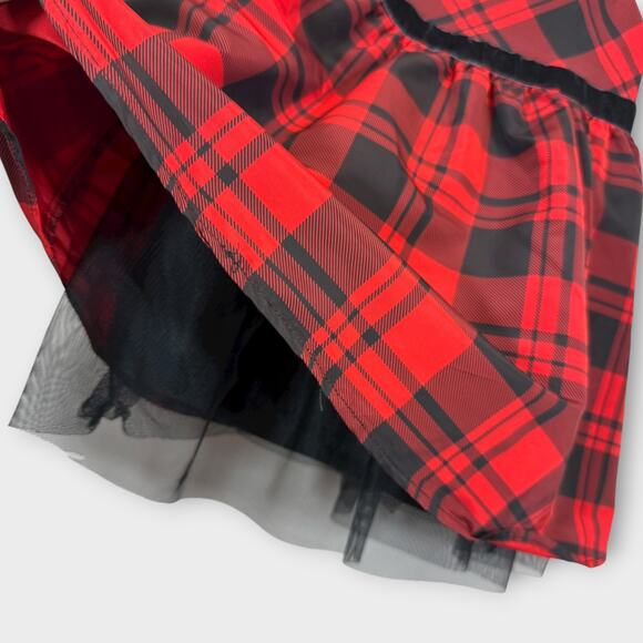 NWT Toddler Girls Cat & Jack Christmas Holiday Dress Plaid Puffy Bow 3T - Picture 3 of 6